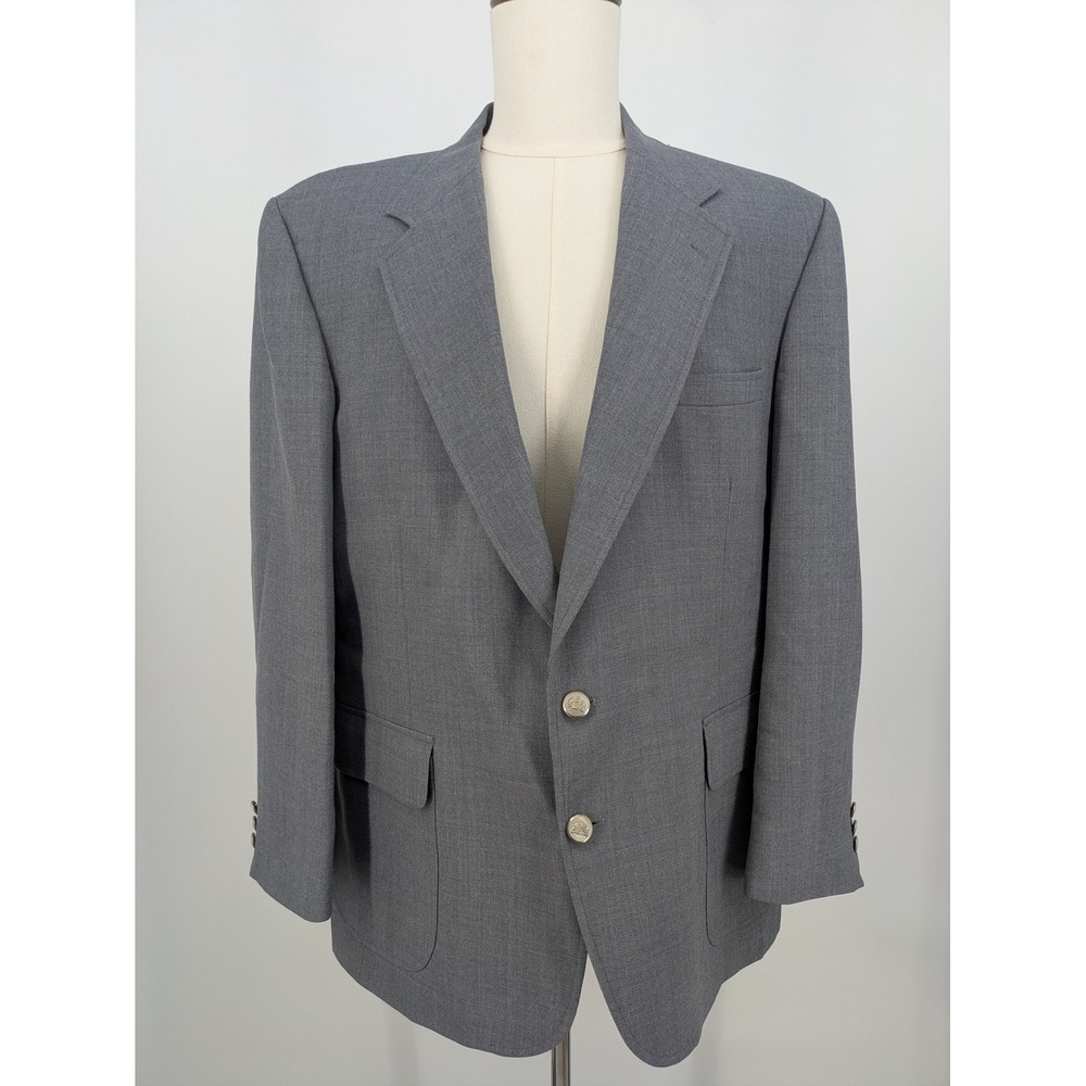 Stafford Blazer Men 46R Gray Worsted Wool Blend 2 Button Suit Jacket USA Vintage